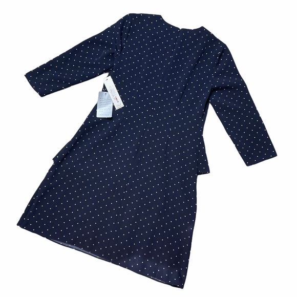 Eliza J Navy Blue Dotted Quarter Sleeve Mini Dress - Picture 8 of 8